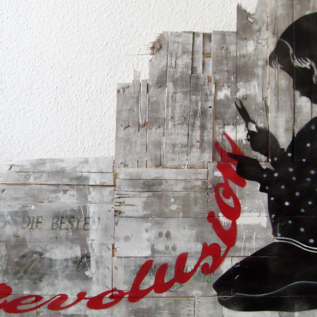 Граффити, девочка с ножницами