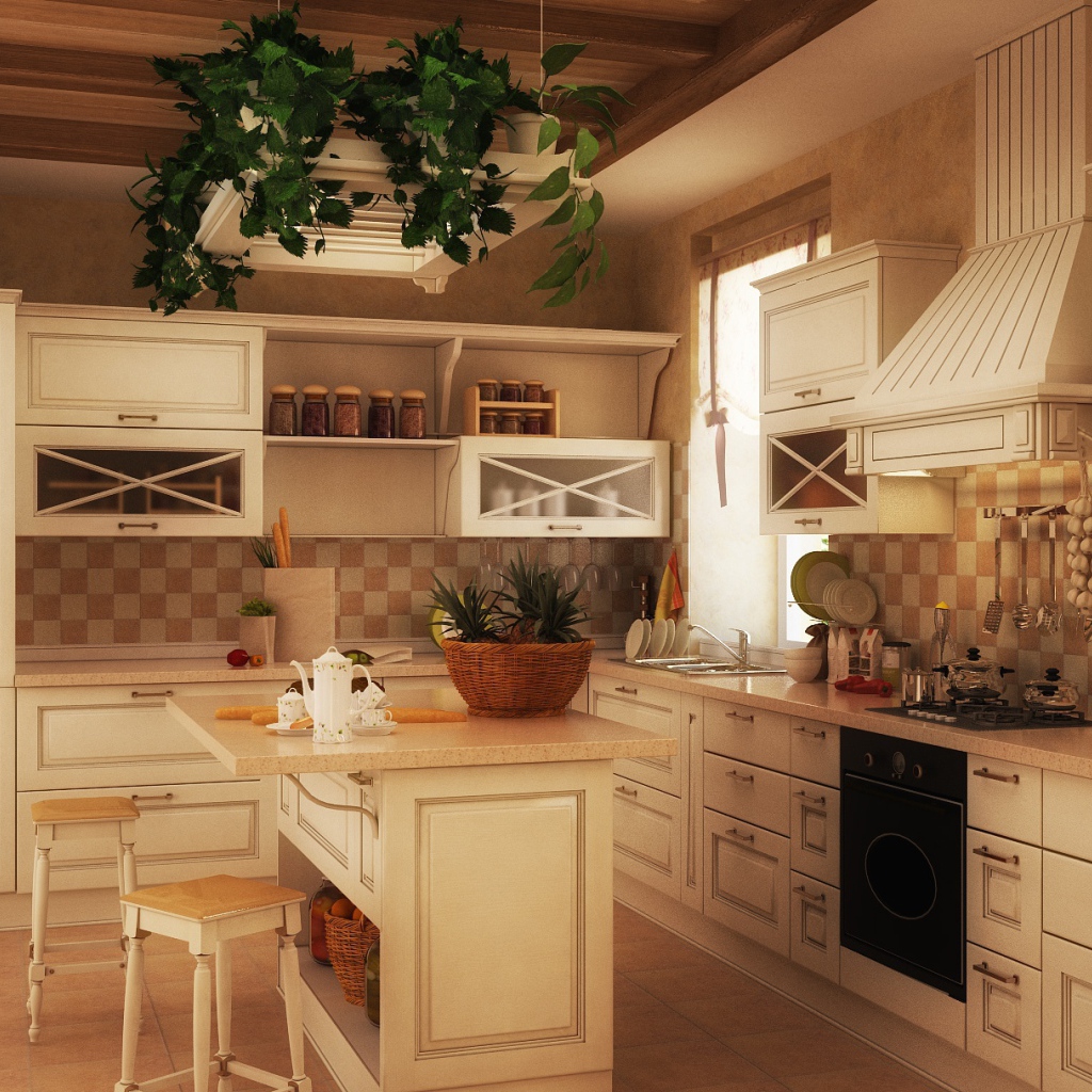 Зеленые растения в кухне