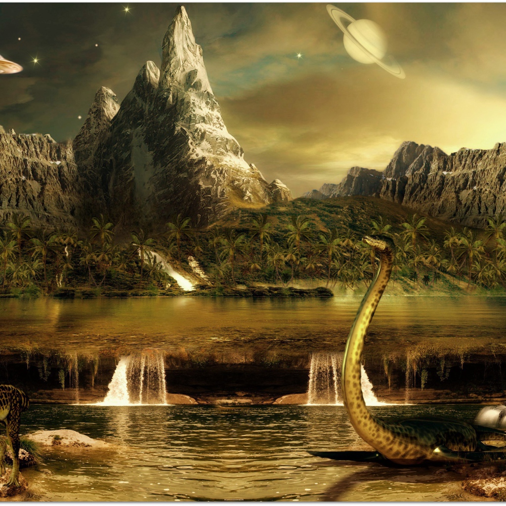 Пейзаж с динозаврами