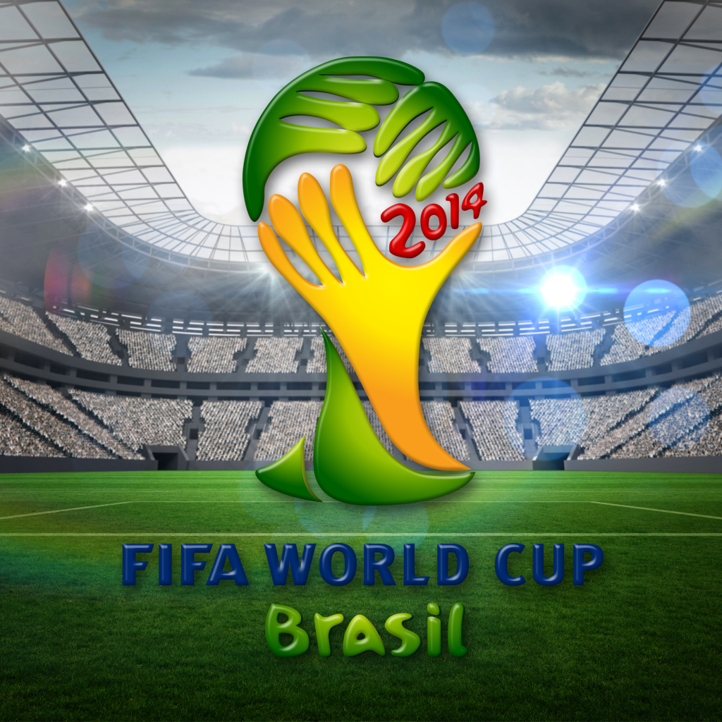 Logo on the background of the stadium at the World Cup in Brazil in 2014