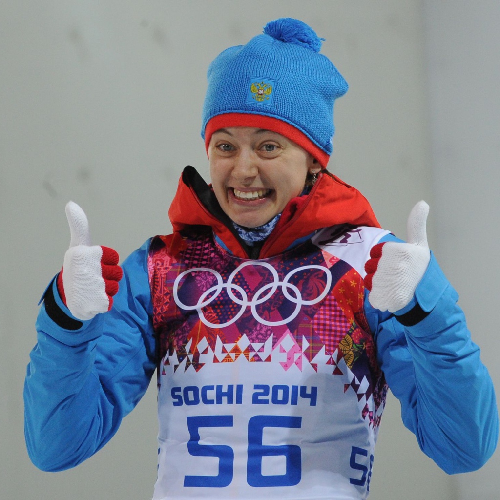 Ольга Вилухина российская биатлонистка обладательница серебряной медали в Сочи