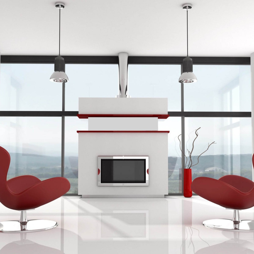 Красные кресла в гостиной