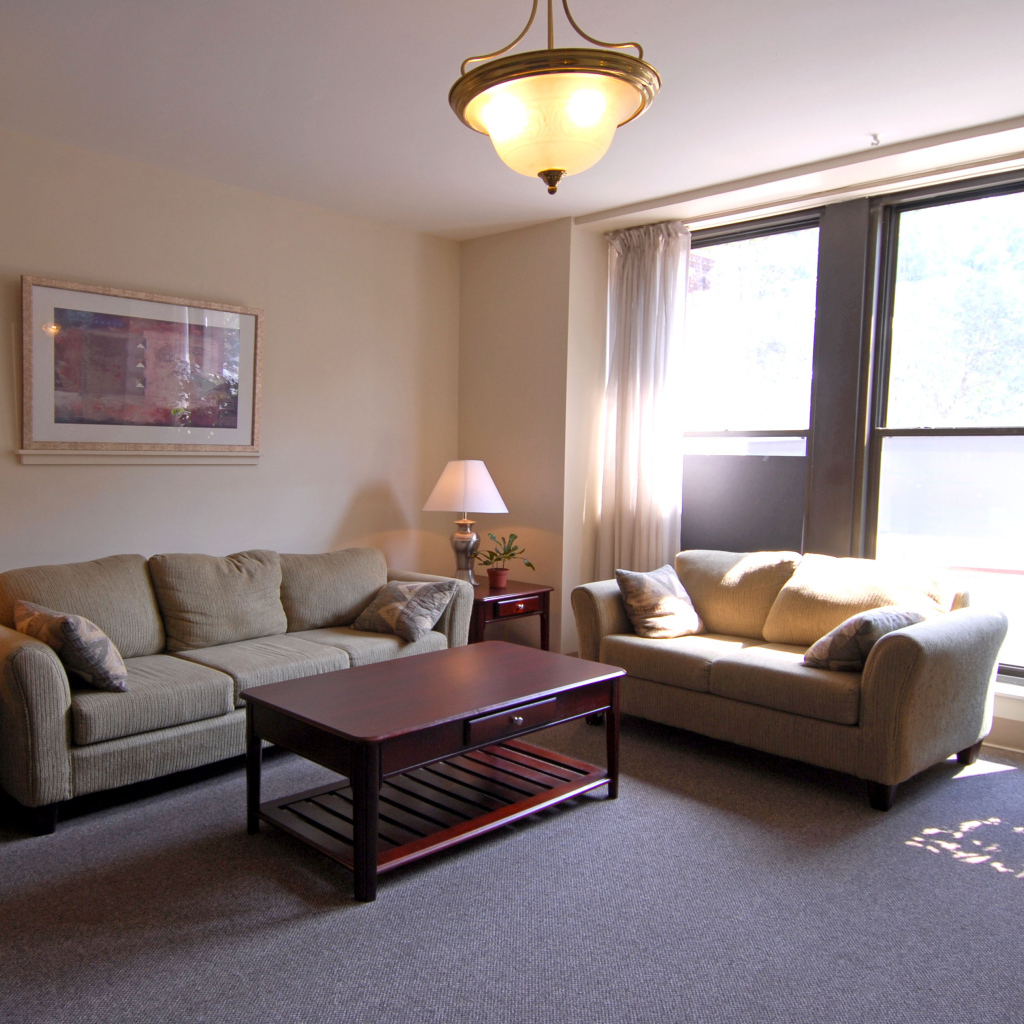 Солнце светит в окно гостиной