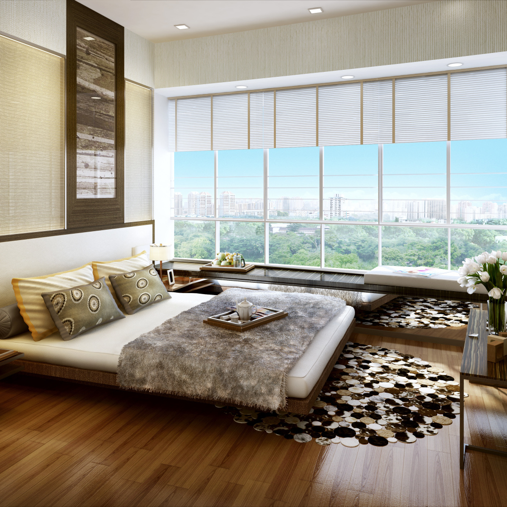 Окно на всю стену в спальне