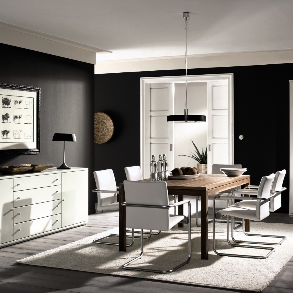 Столовая в черно белом стиле