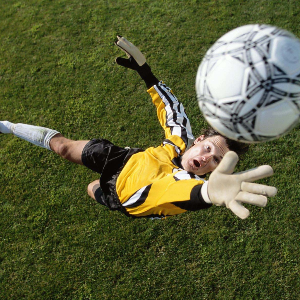 Вратарь ловит мяч