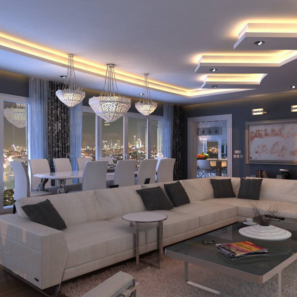 Большой белый диван