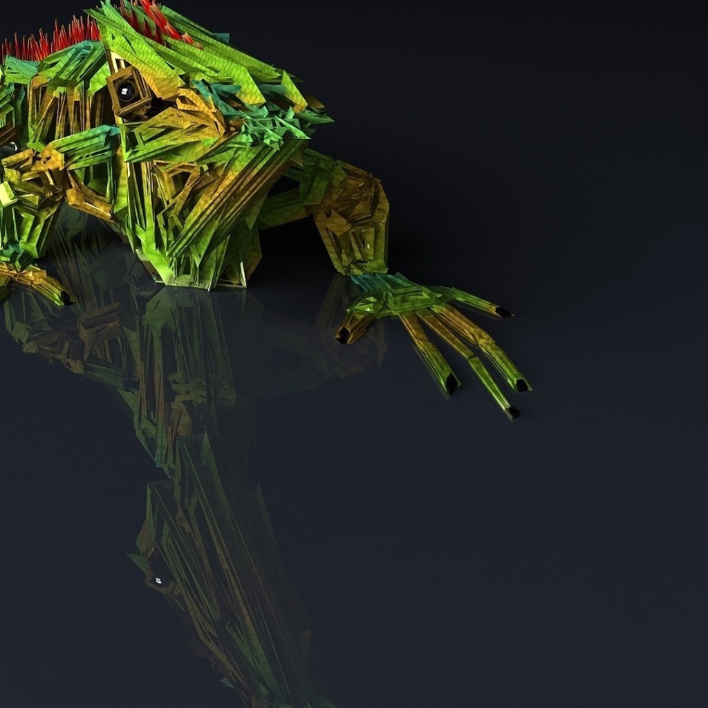 3Д хамелеон на серой поверхности