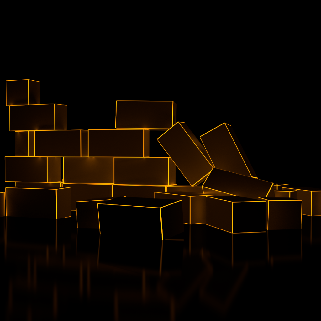 Забор из коричневых параллелепипедов