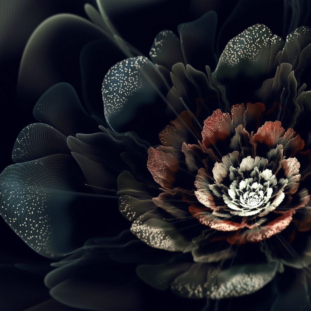 Абстрактный черный цифровой цветок