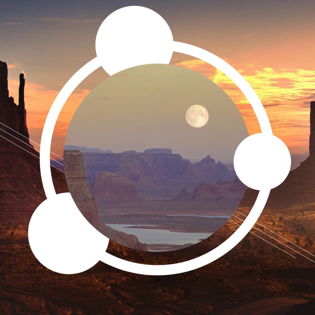 Abstract circles on a background of the canyon