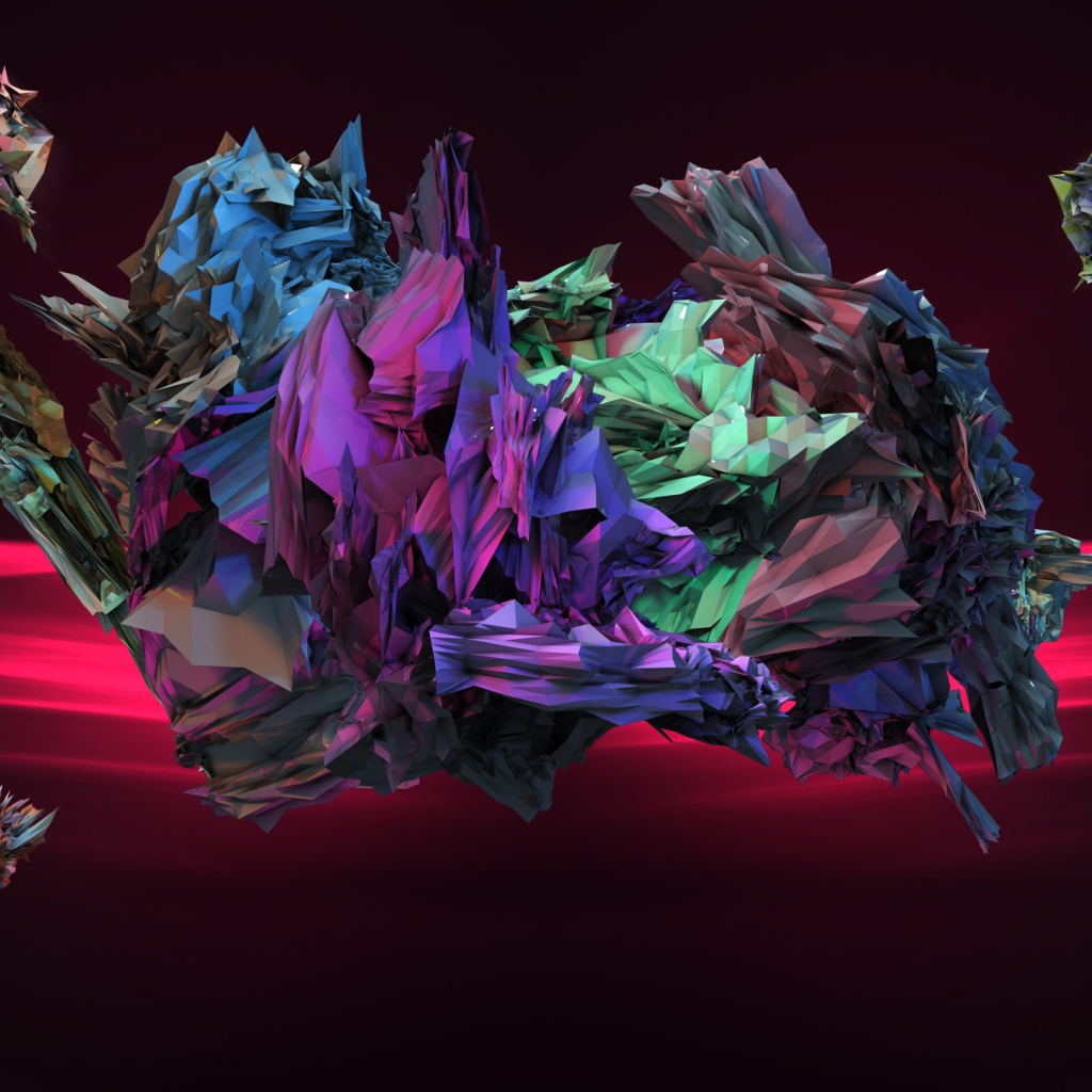 Абстрактный кристалл на красном фоне