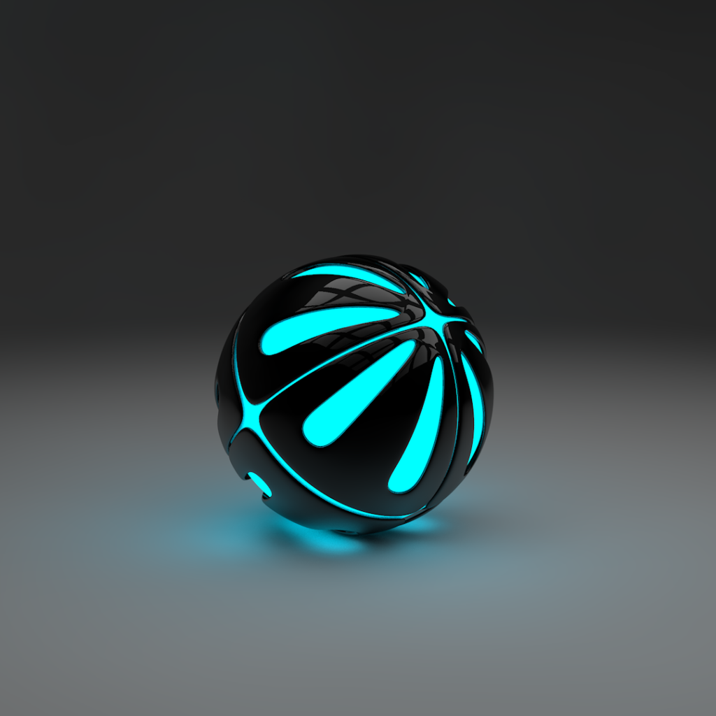 Голубой шар на сером фоне, 3-Д графика