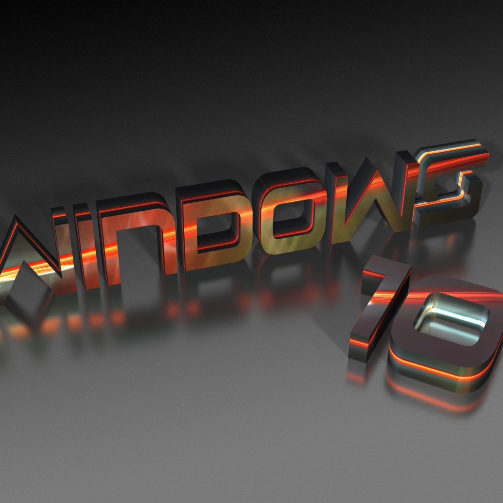 Надпись Windows 10, 3Д графика