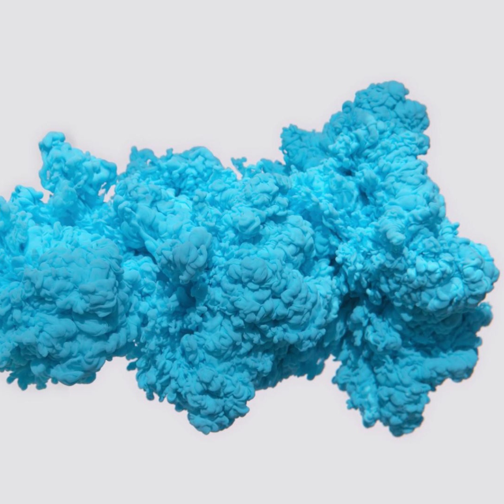 Сгусток голубого дыма на сером фоне