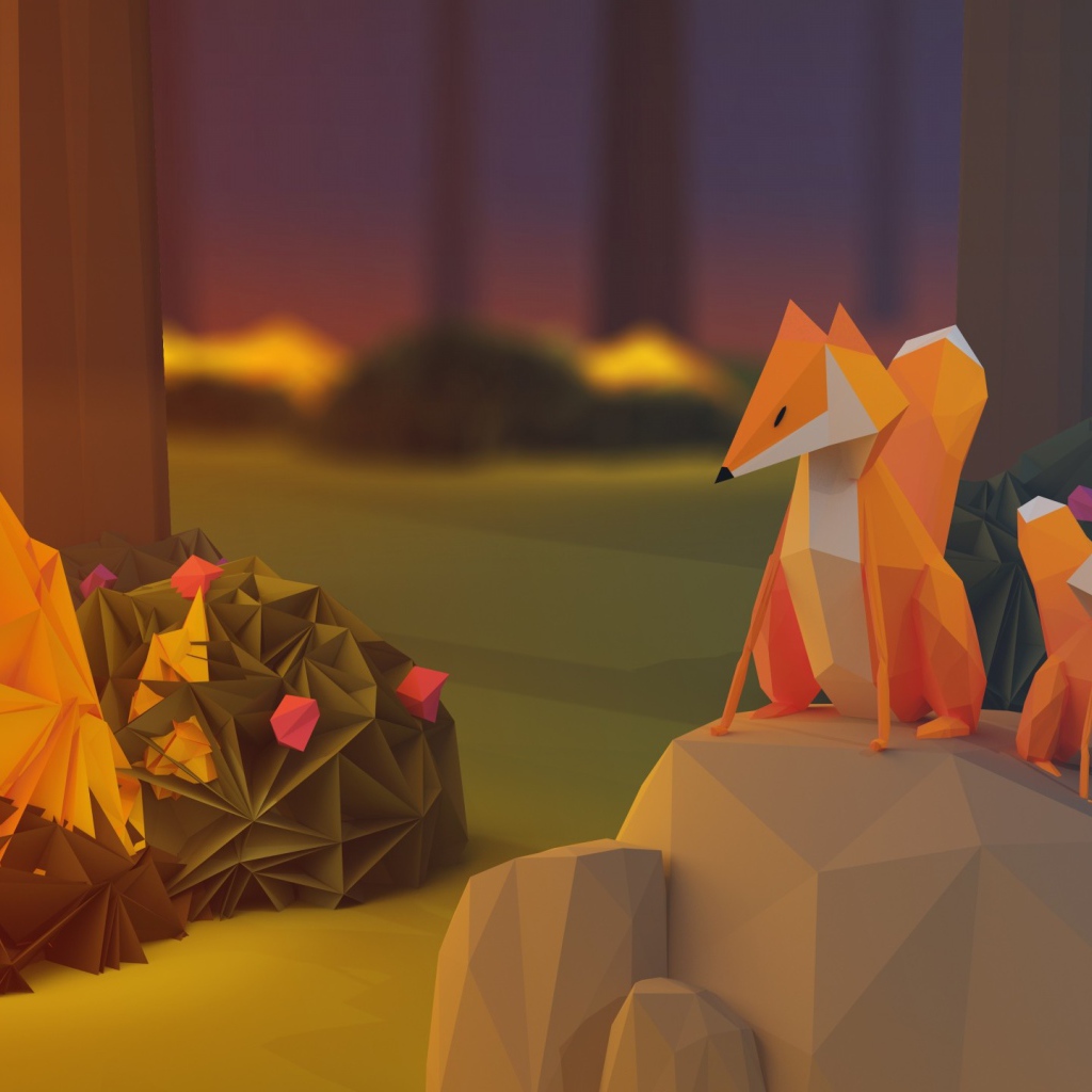 Лисы в лесу, 3-Д модель