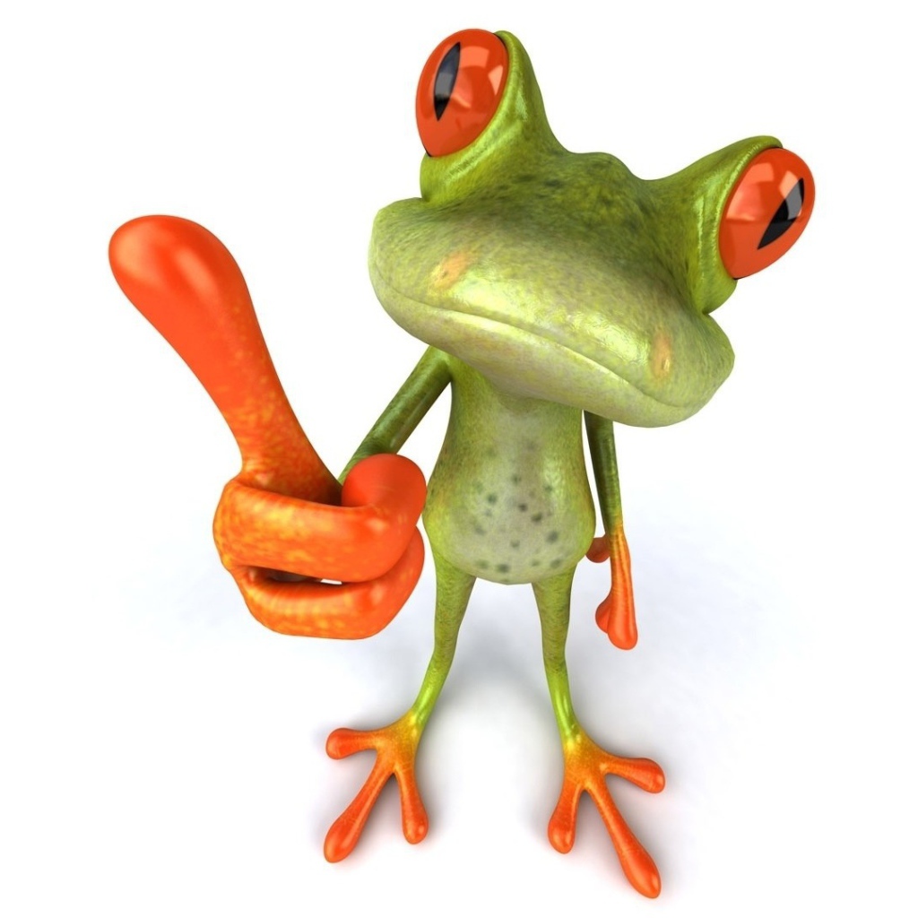 Лягушка показывает палец, 3Д графика