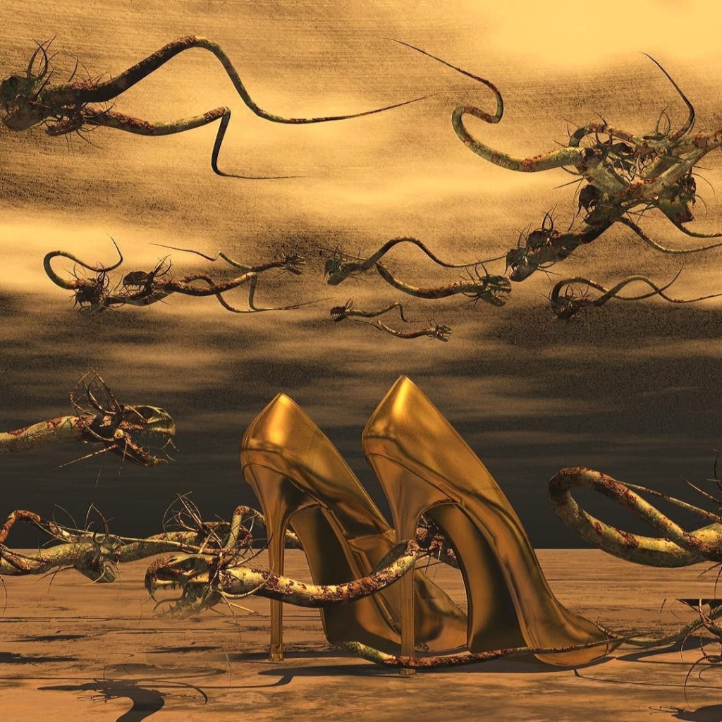 Золотые женские туфли на шпильках