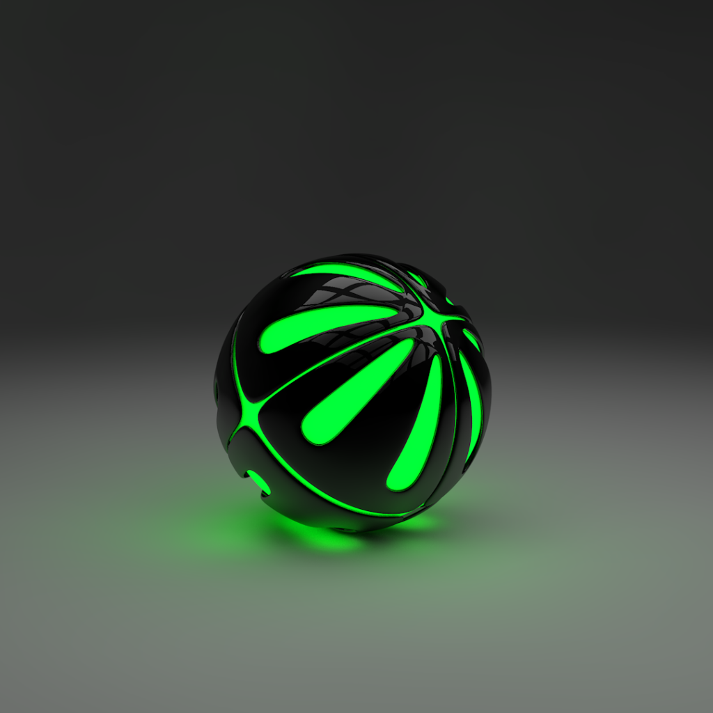 Зеленый шар на сером фоне, 3-Д графика