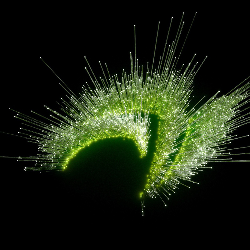 Зеленые огни оптического волокна