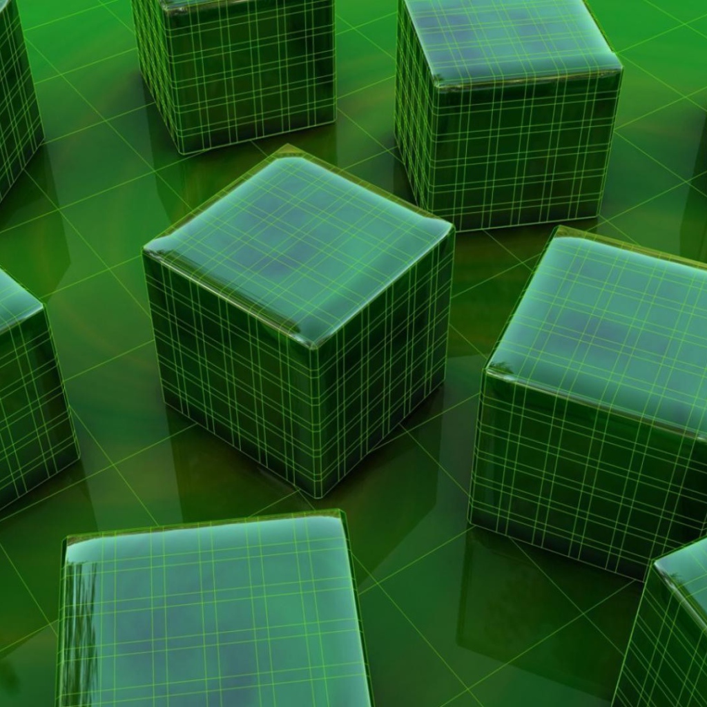 Зеленые клетчатые кубы