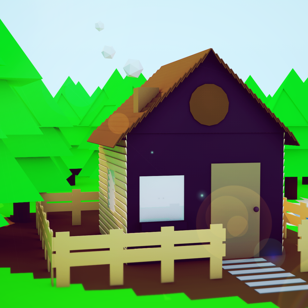 Домик среди леса, 3Д графика
