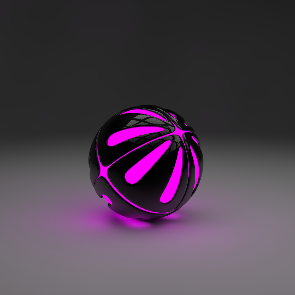 Сиреневый шар на сером фоне, 3-Д графика