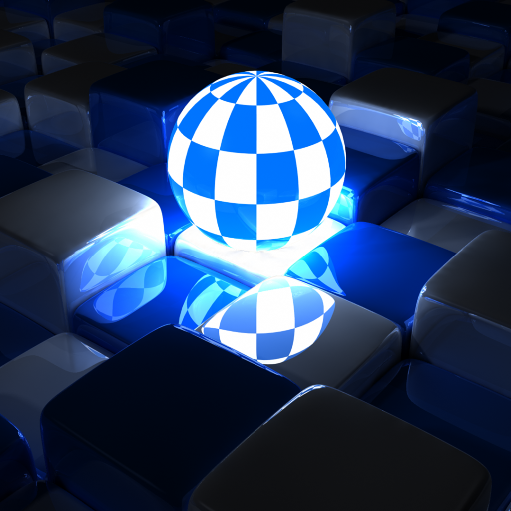 Luminous sphere among cubes