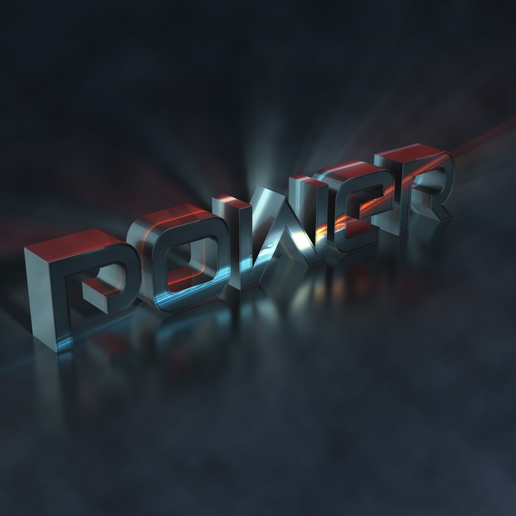 Металлическая надпись Power, 3Д графика