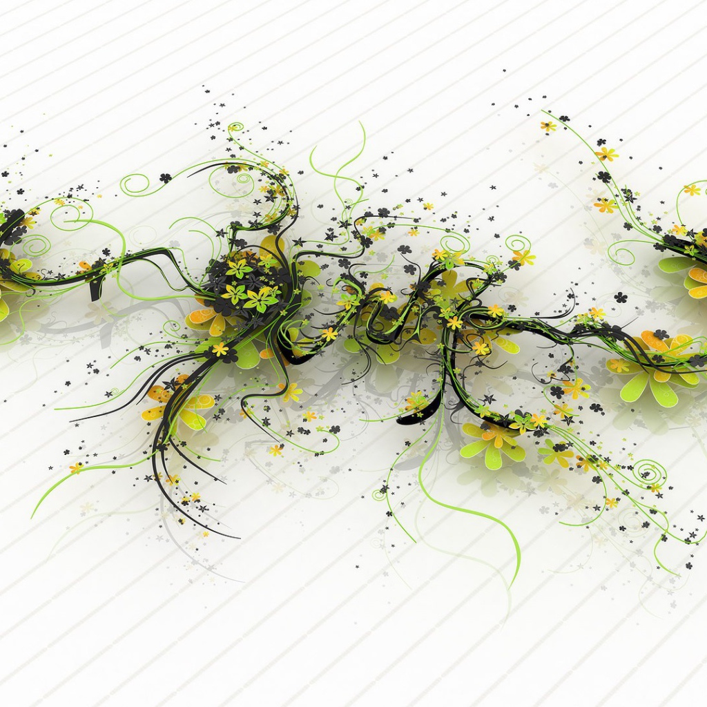 Растения в 3Д на белом фоне