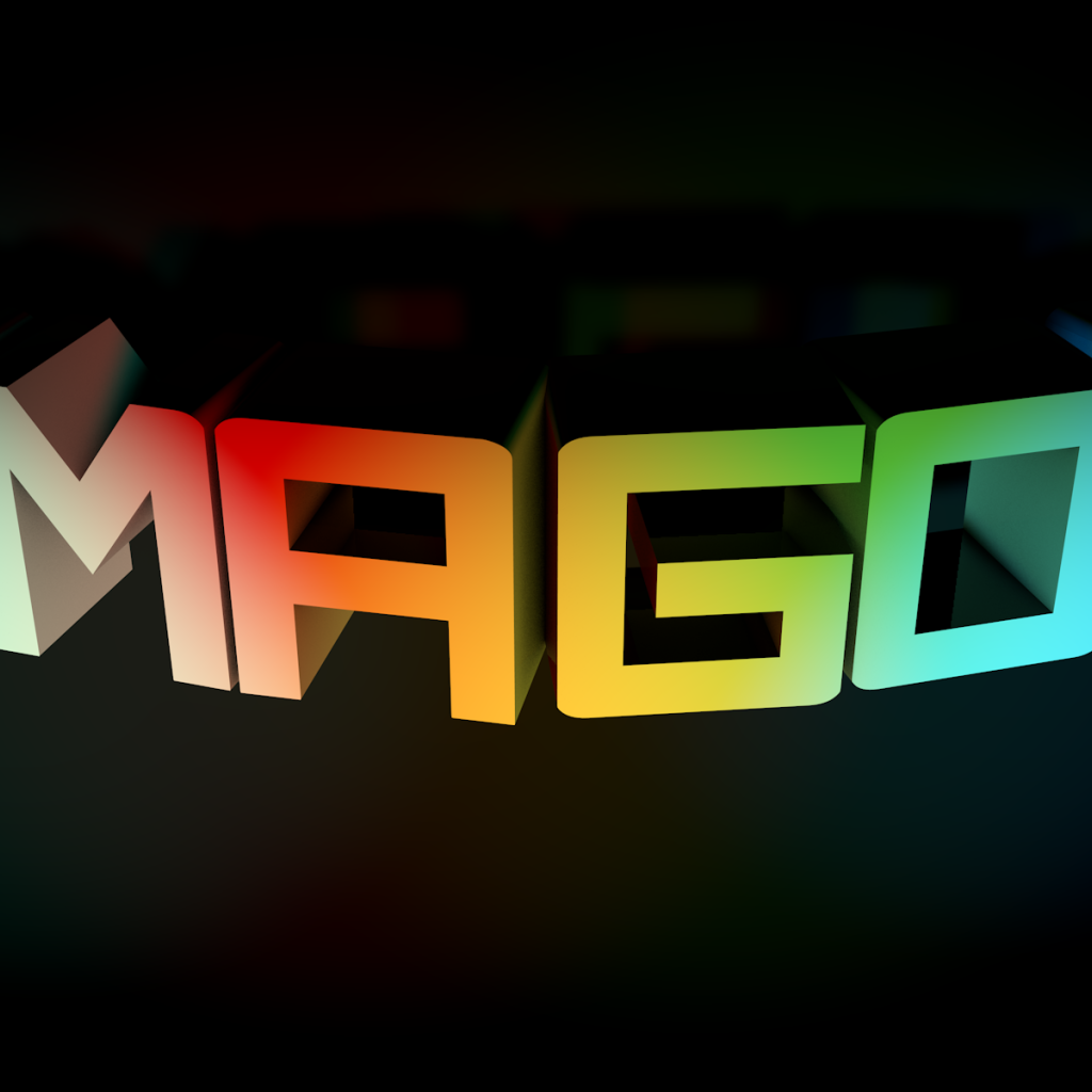 Радужная надпись на черном фоне, 3Д модель