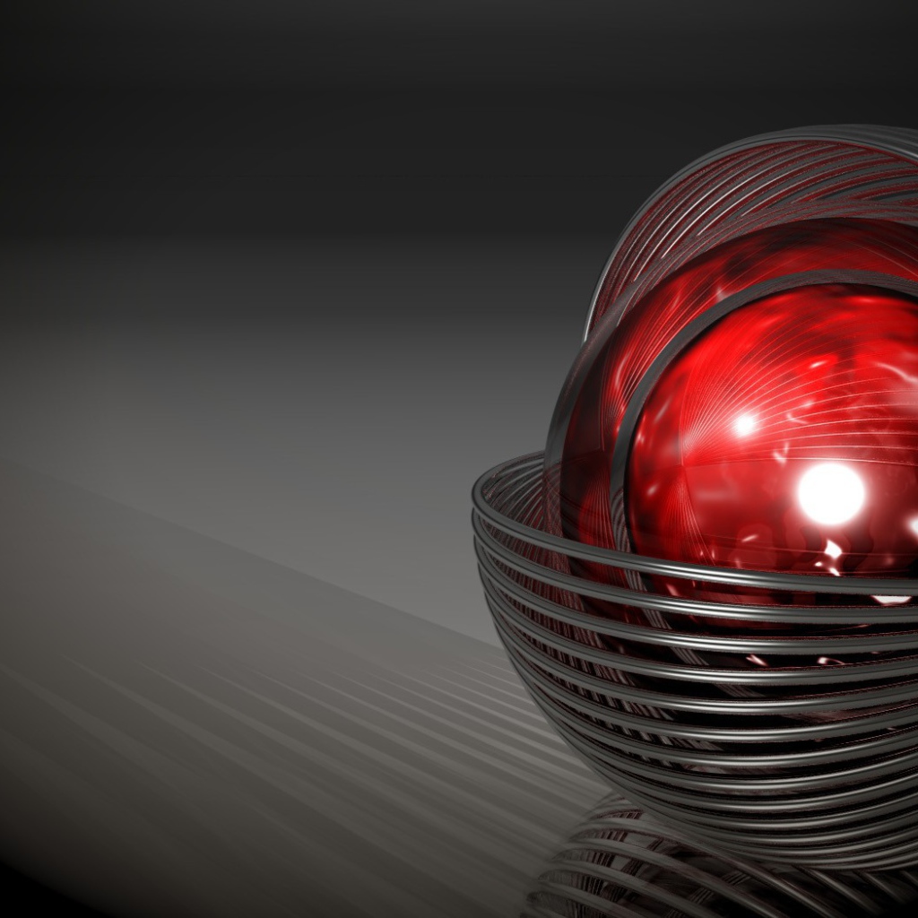 Красный шар в серой оболочке, 3-Д графика