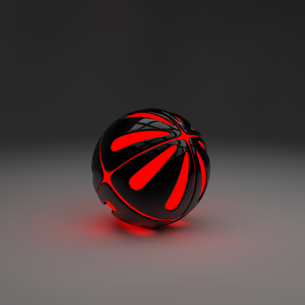 Красный шар на сером фоне, 3-Д графика