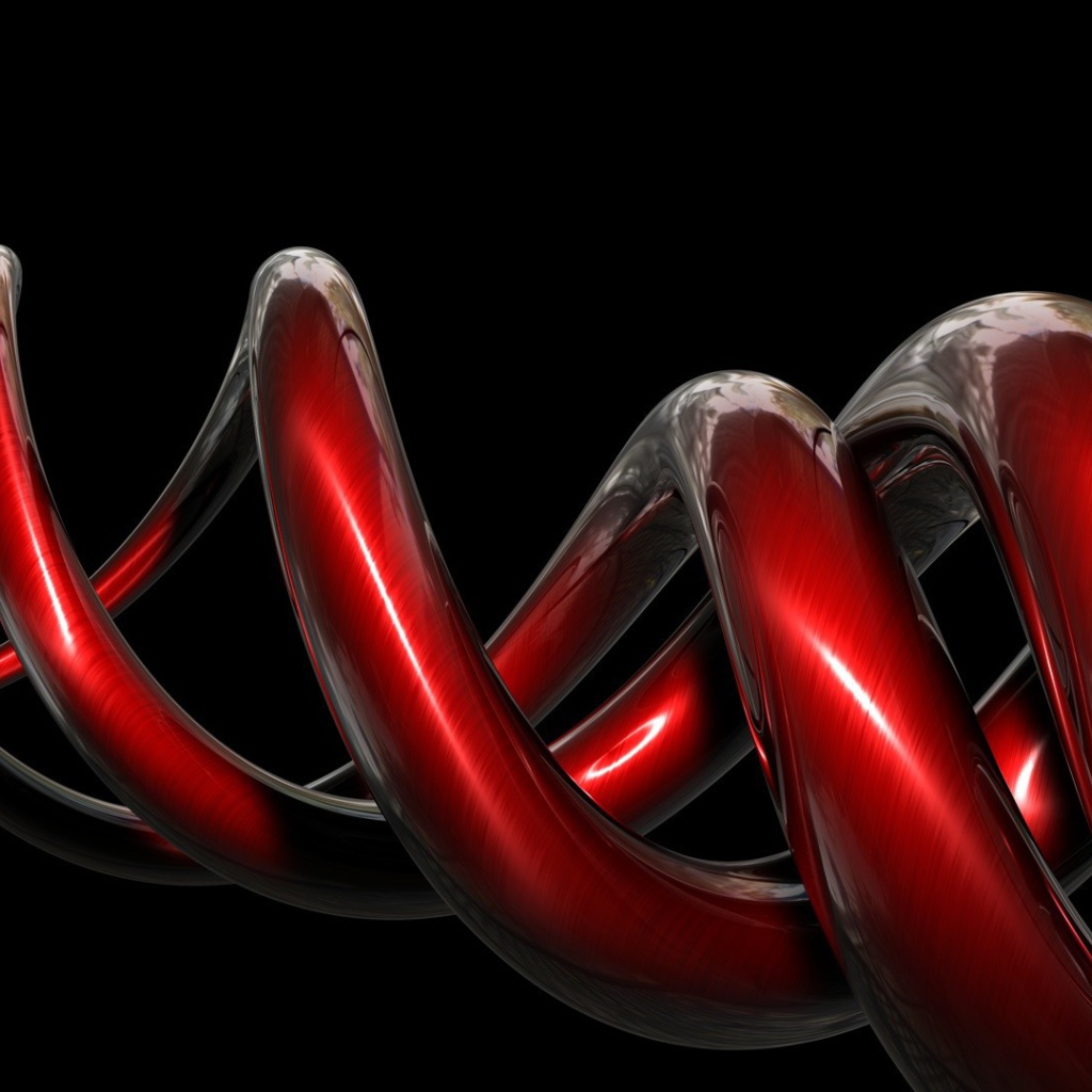 Красная спираль на черном фоне, 3-Д графика