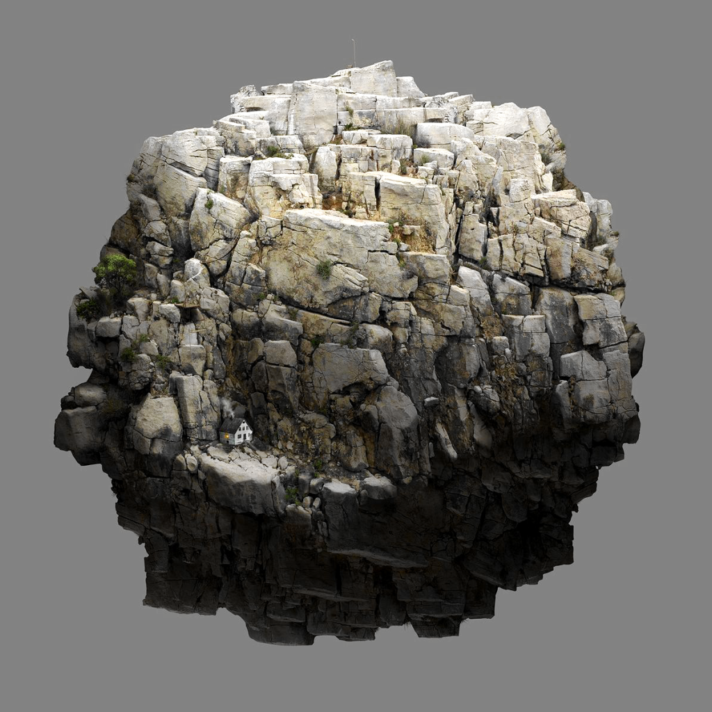 Круглый камень на сером фоне