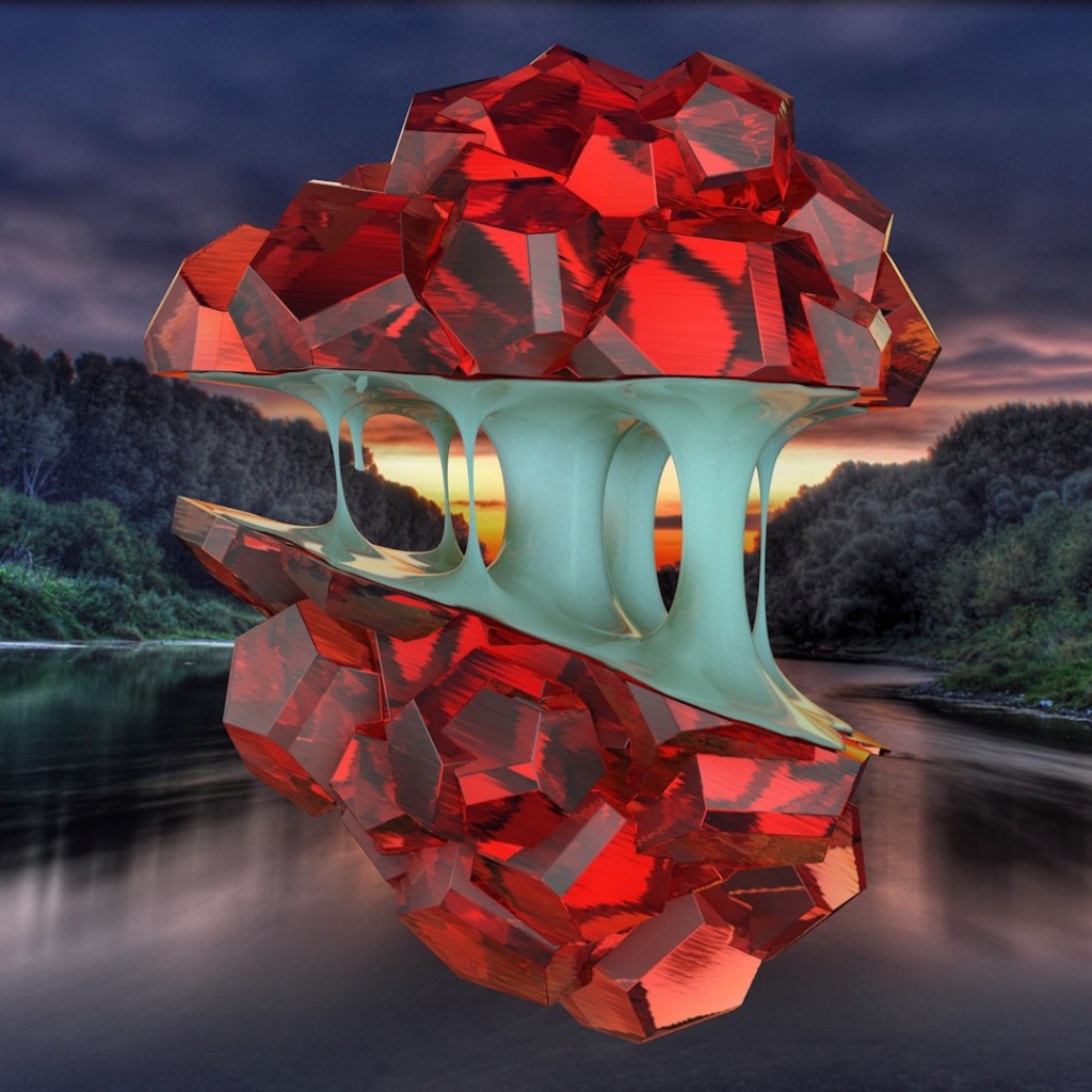 Рубиновые деревья над водой, 3Д модель