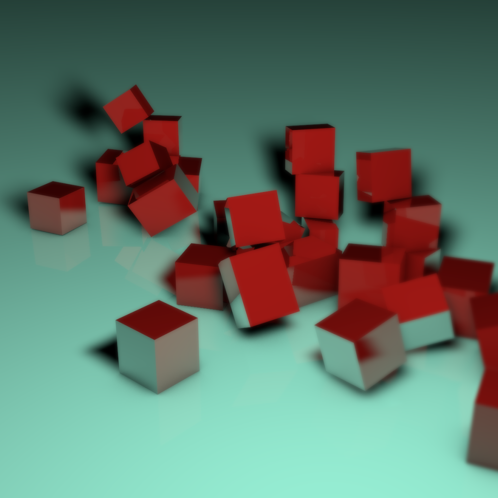 Несколько красных кубов, 3Д графика