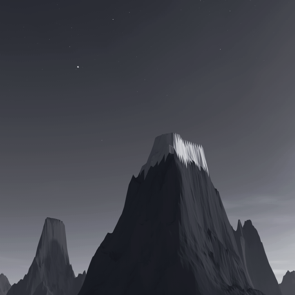 Снег на серой горе, 3Д графика