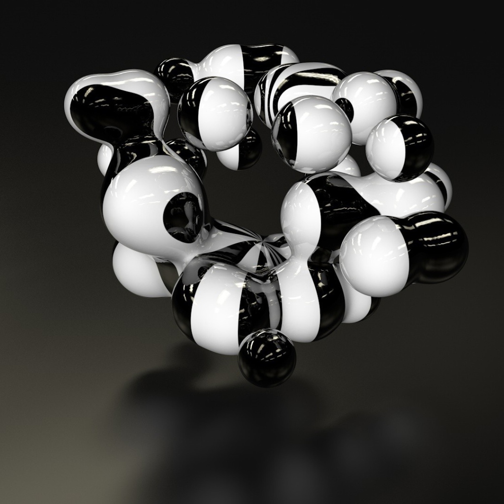 Конструкция из черно-белых шаров, 3Д модель