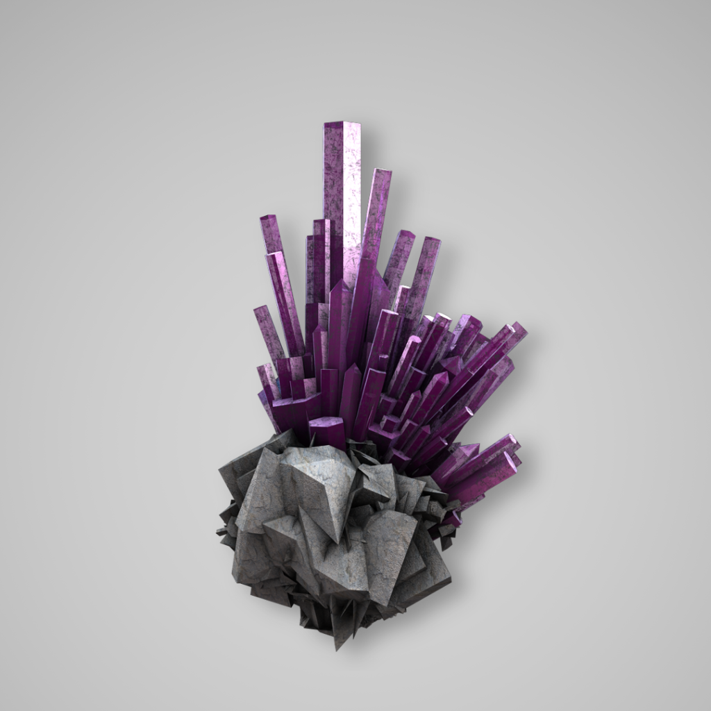 Фиолетовые кристалы на сером камне