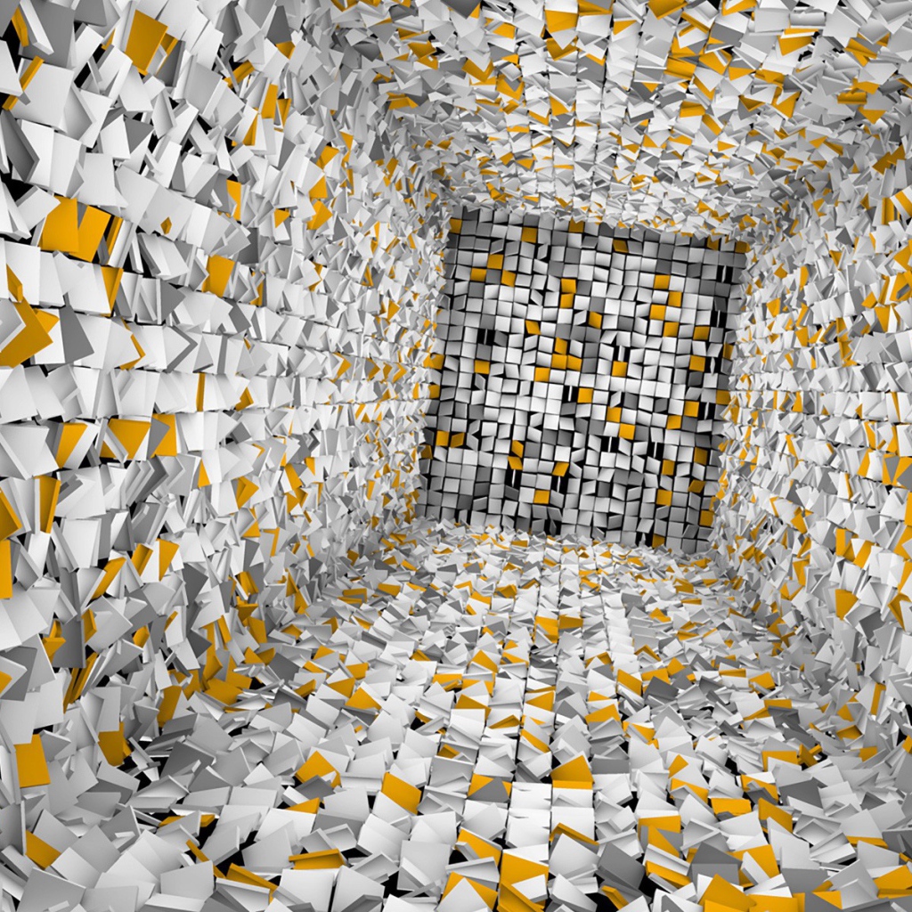 Колодец из белой и желтой плитки