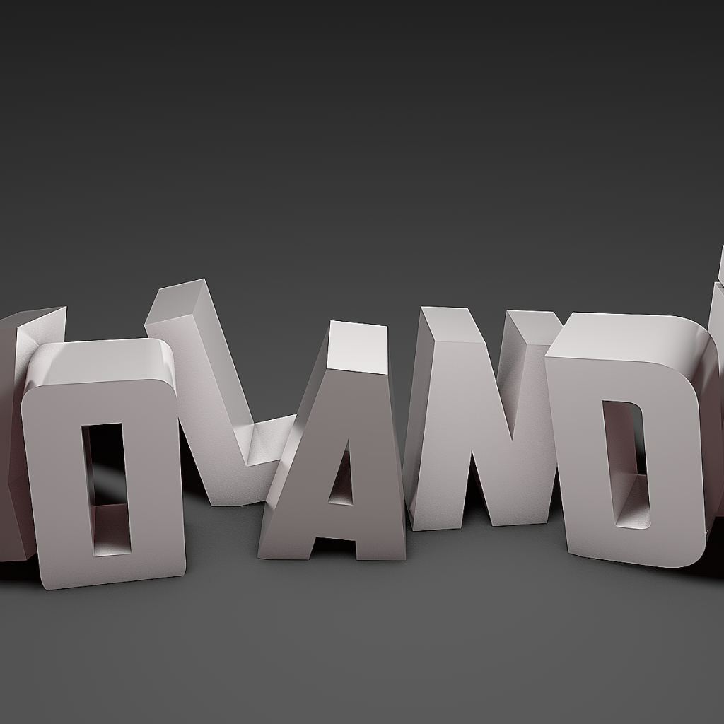 Белые буквы на сером фоне, 3Д модель