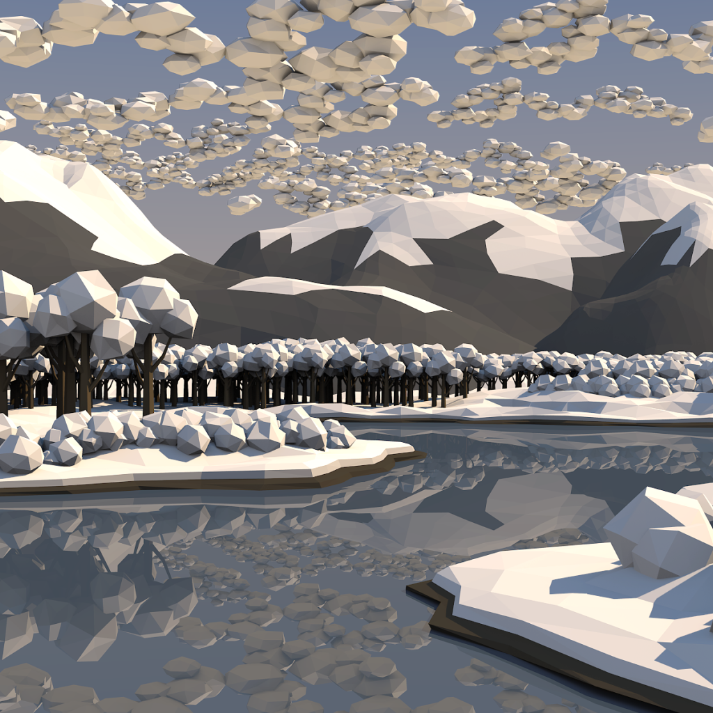 Зимний лес, 3Д графика