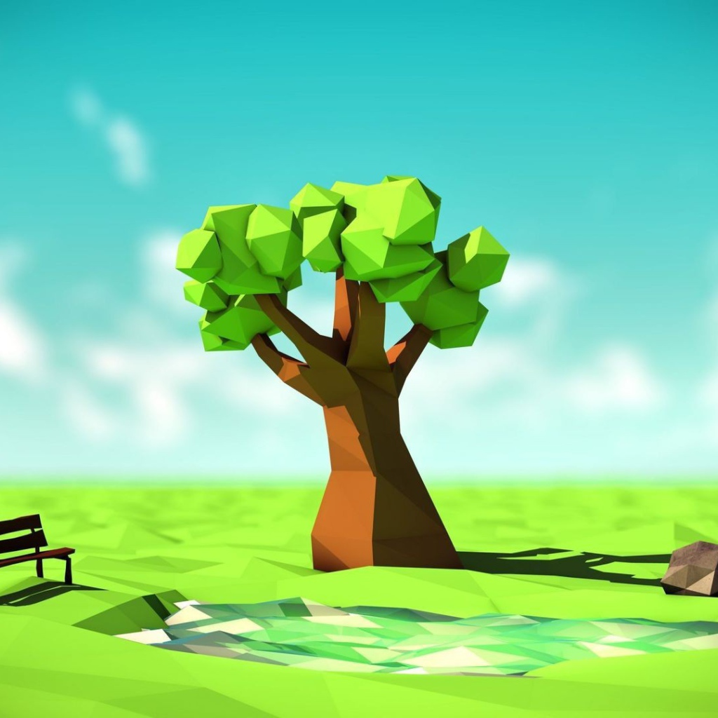 Дерево в поле, 3-Д графика