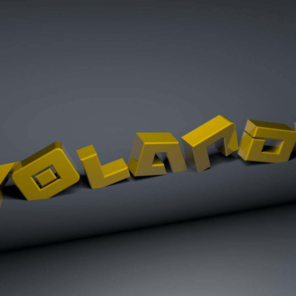 Желтые буквы нак сером фоне, 3Д модель