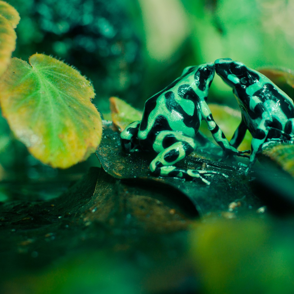 Две зеленых лягушки с черными пятнами