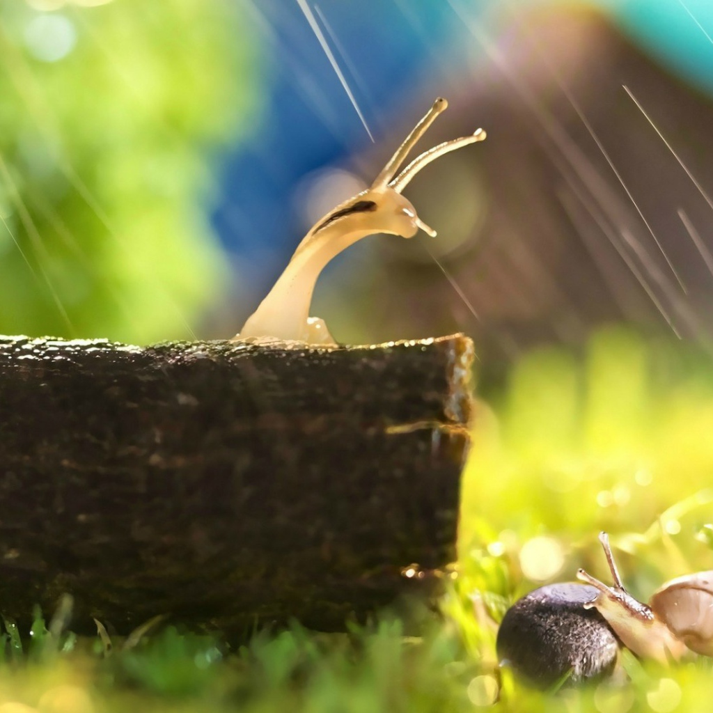 Две улитки попали под дождь