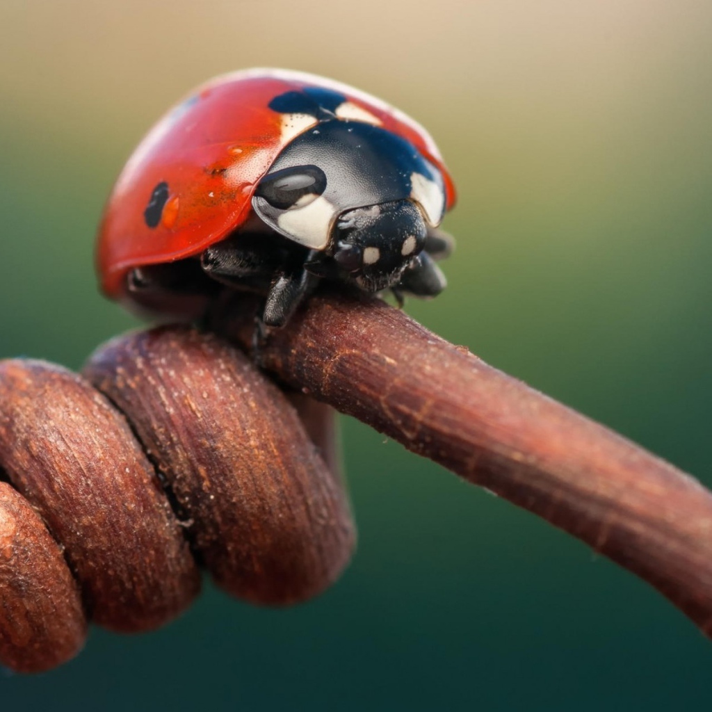 Божья коровка на засохшем ростке