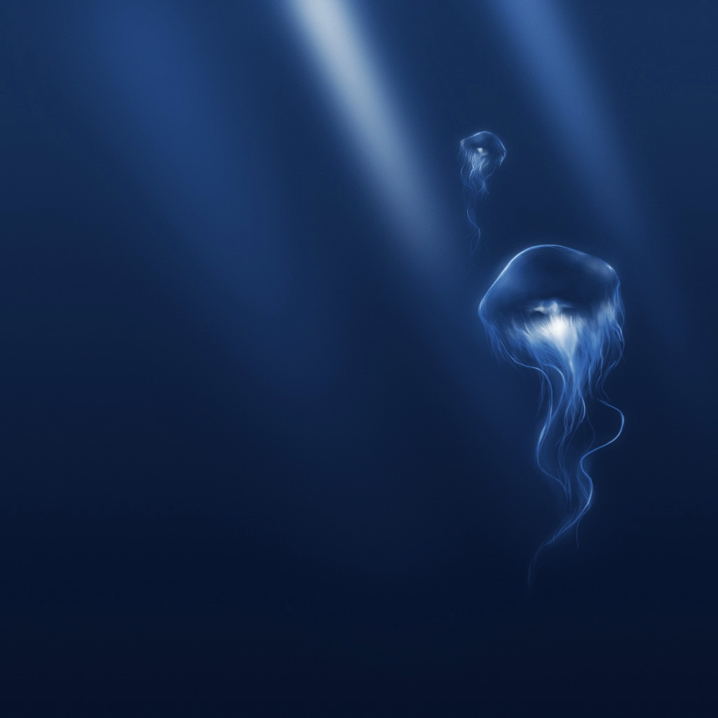 Медузы в синем океане