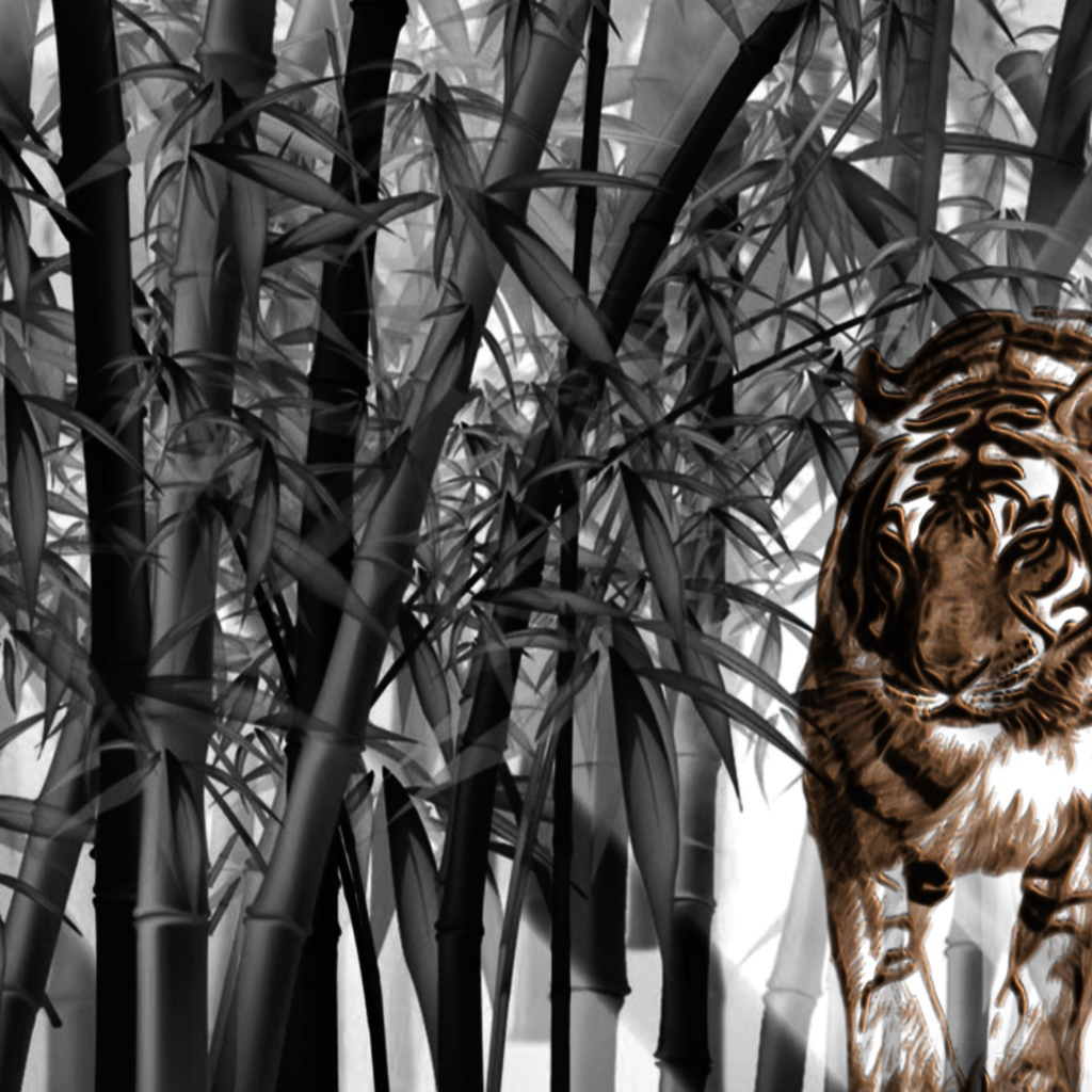 Тигр среди бамбука